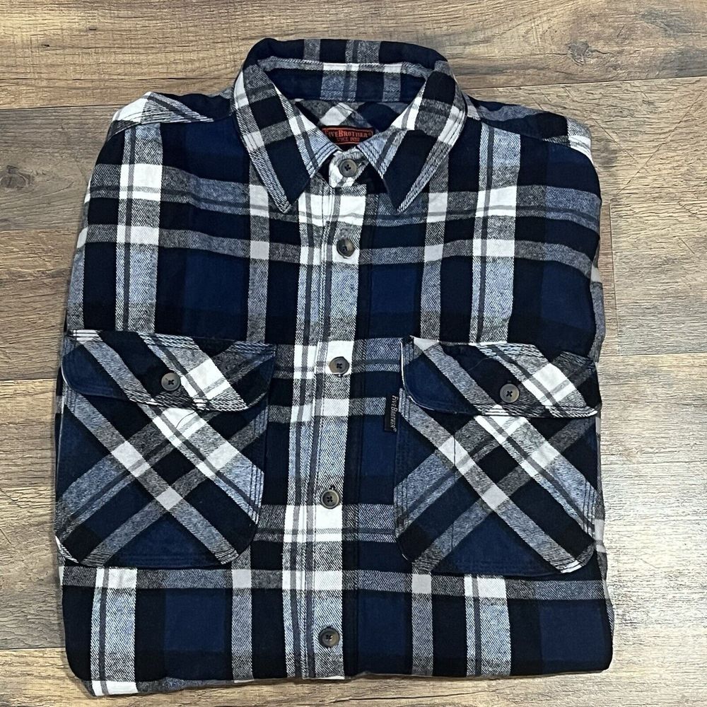 Vintage Five Brother Flannel Shirt Mens Medium Plaid‎ Outdoor